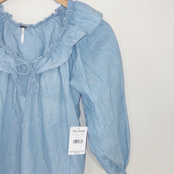 FREE PEOPLE “Lily Of The Valley” Chambray Top NWT Size XS - Picture 4 of 8